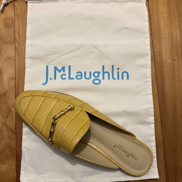 J. McGlaughlin Domina Mule, Light Yellow, Alligator embossed, Size 8, Never Worn - Picture 10 of 10